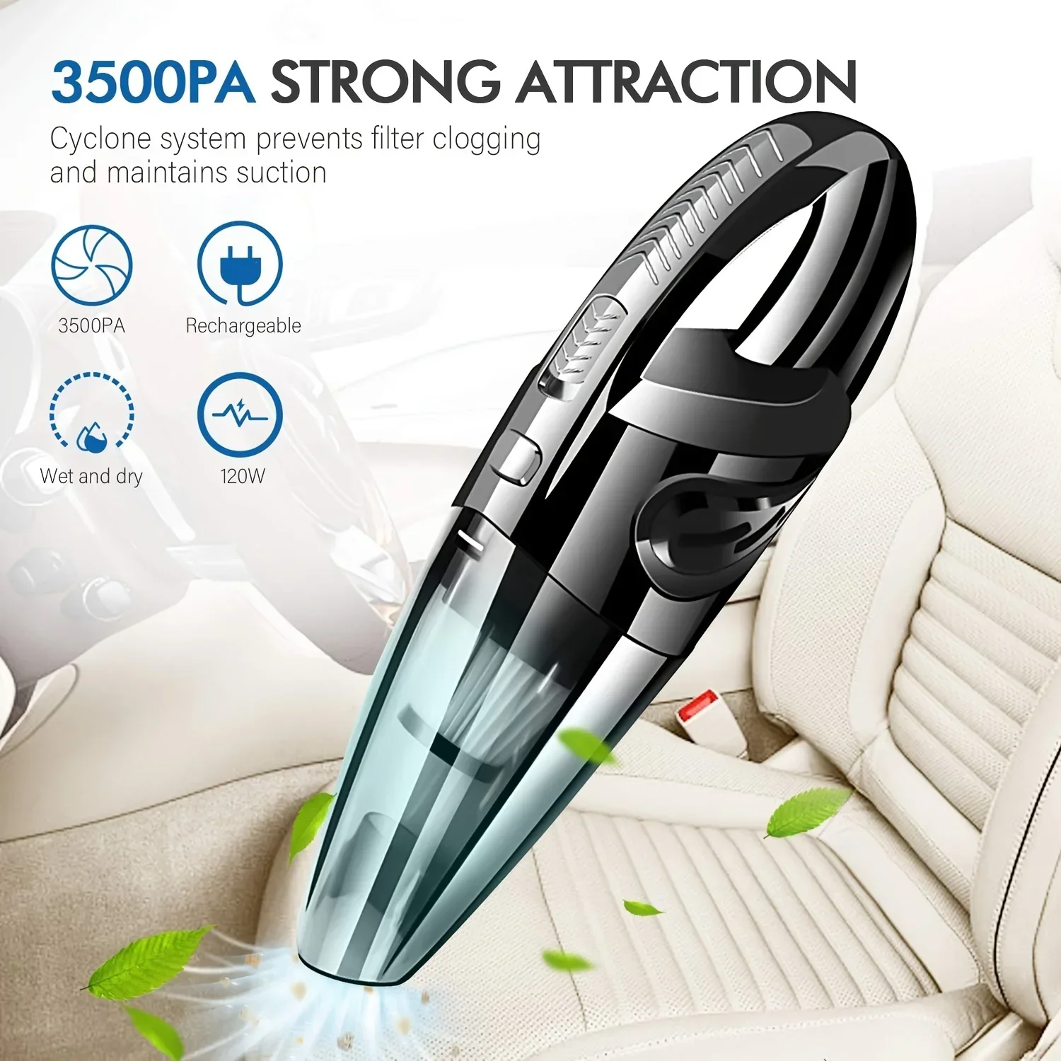 Handheld Vacuum Cleaner, Cordless Rechargeable Lightweight Portable Mini Hand Vac With Powerful Cyclonic Suction