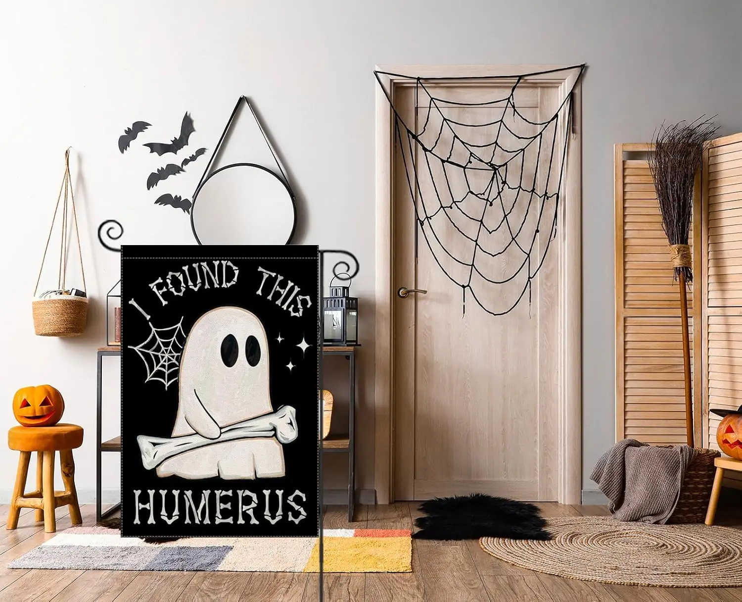 Halloween Garden Flags  Vertical Double Sided, I FOUND THIS HUMERUS Funny Small Seasonal Yard Decoration for Outdoor Outsi