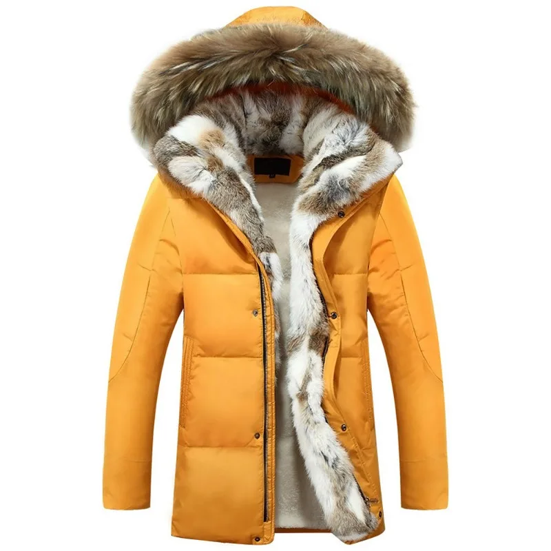 Gola de pele dos homens com capuz quente velo forrado jaquetas casacos homens com capuz casaco de inverno à prova dwaterproof água puffer jaqueta calor jaqueta de inverno