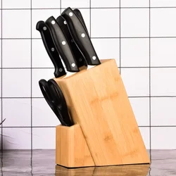 Multifunctional Bamboo Knife Holder with Ventilation for Kitchen Utensils Storage