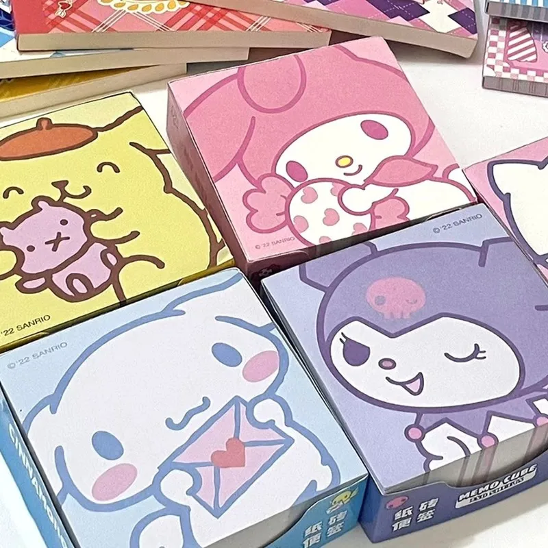 250pcs Sanrio Hello Kitty Note Paper Lovely Kuromi Melody Cinnamoroll Note Decorative Paper Student School Stationery Supplies