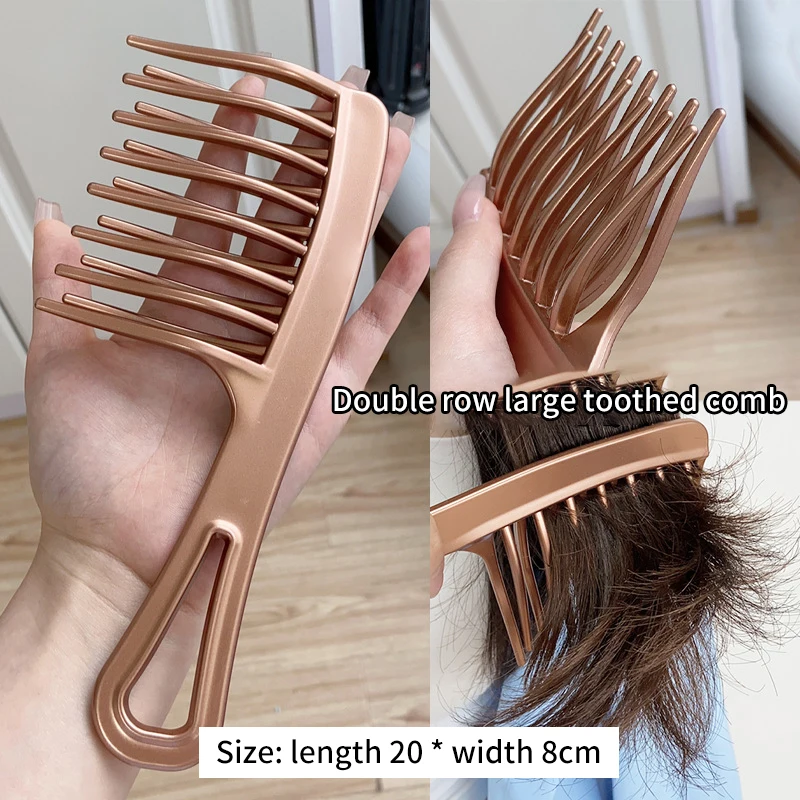 Double Rows Of Wide Tooth Comb Long Hair Curly Hair Fluffy Styling Tool Special Hair Comb Anti-static Hairbrush