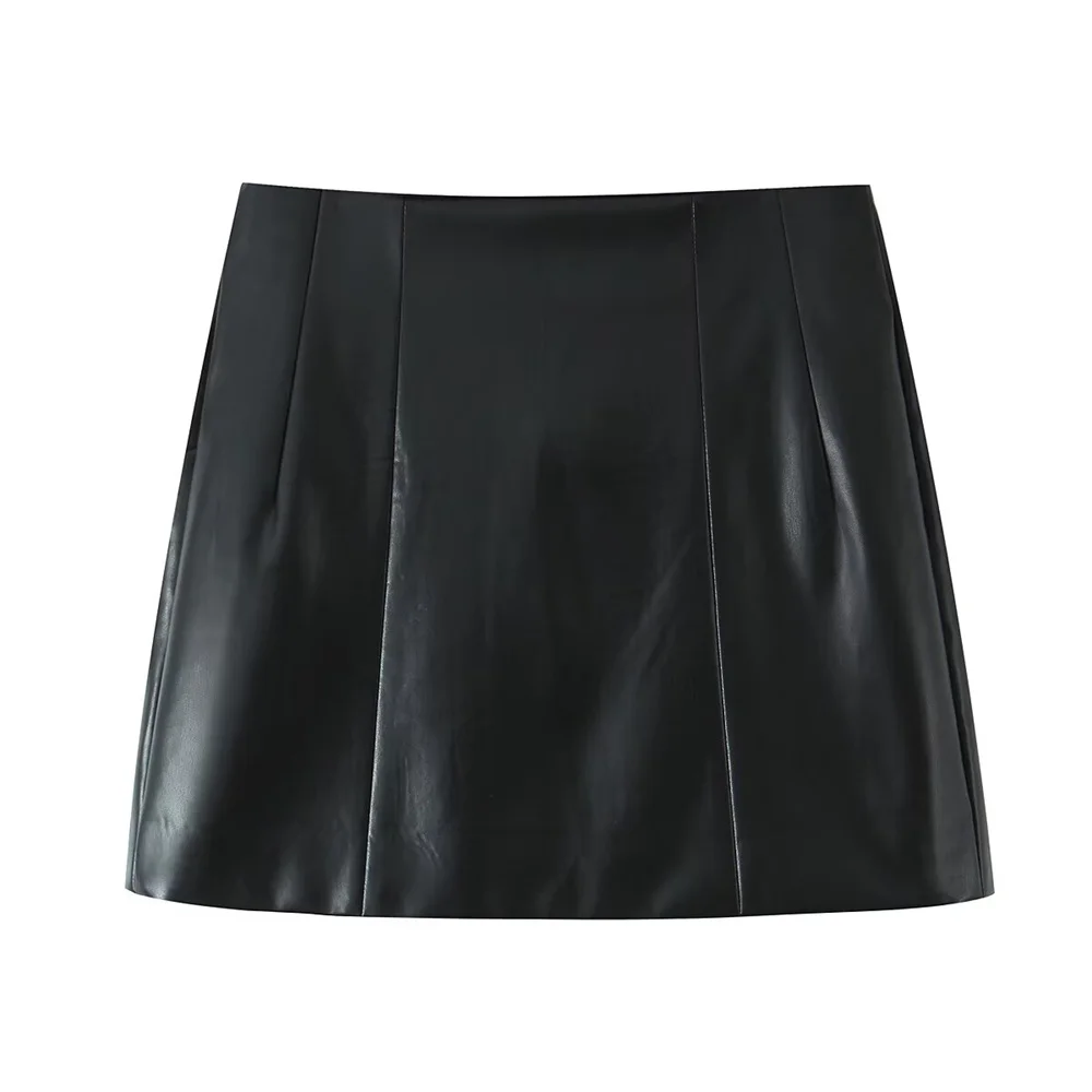 

UNIZERA 2025 New Product Women's Casual Elegant Design with European and American Style Zipper Pure Leather Short Skirt