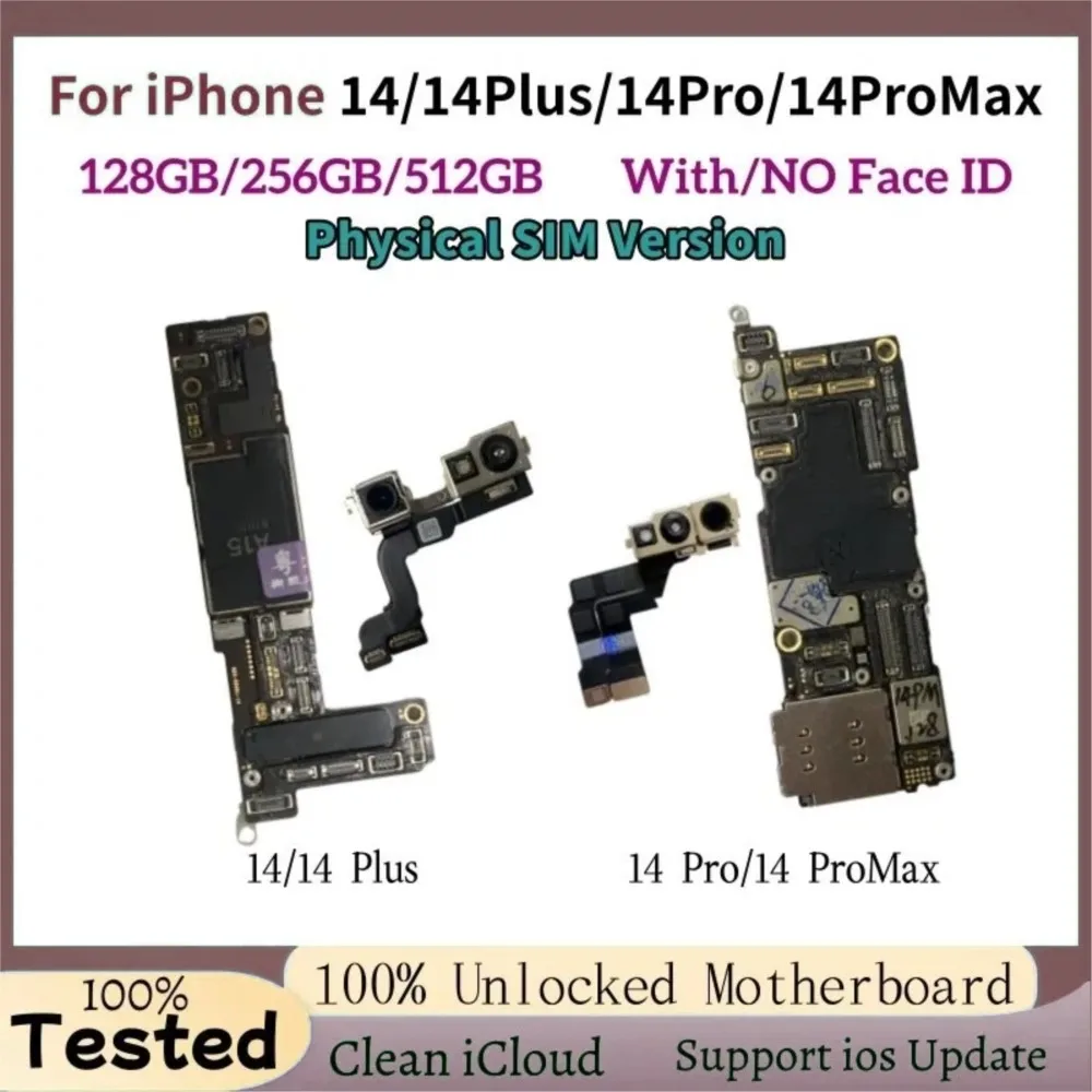 Tested Tested Mainboard For iPhone 14 Pro Max /14Plus Unlocked With/NO Face ID Physics SIM Version Motherboard Clean iCould Logic Board - Aliexpress Deal