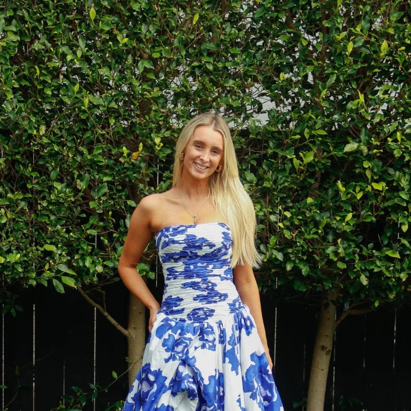 Street Fashion Ladies - Luksusowa drukowana sukienka maxi bez ramiączek