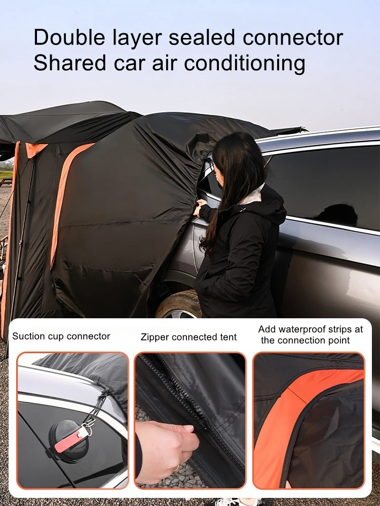 Speed open soft top car rear tent double car roof hydraulic roof tent with extension camping canopy waterproof awning