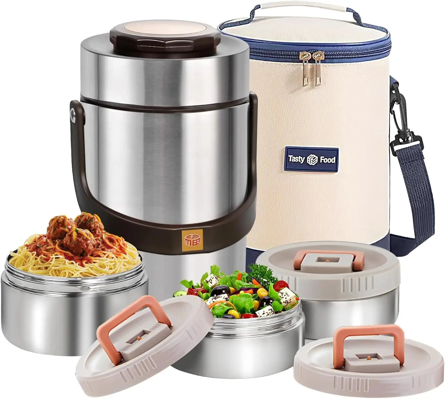 

Термос для горячей еды 67 унций, обновленная модель, штабелируемая банка для супа с термосумкой для офиса и еды на природе