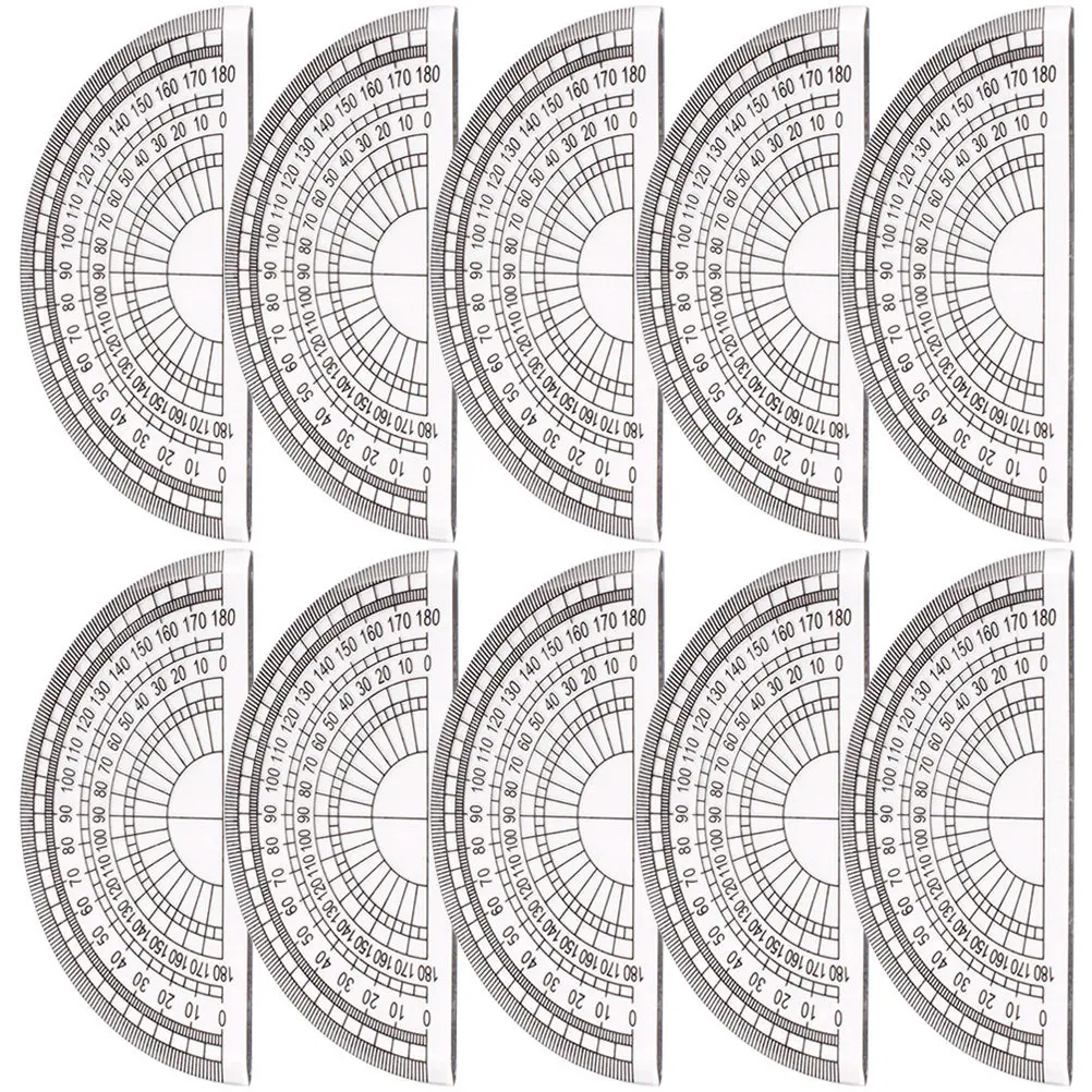 

Набор из 10 прозрачных пластиковых транспортиров-угольников премиум-класса, 180 градусов, портативные, для черчения, измерения и проектирования