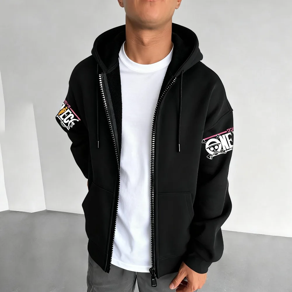 One Piece Men's Zipper Coat Hoodie Sweater Long-sleeved Jacket Marshall D. Teach Japan Anime Spring and Autumn Niche Luxury Top