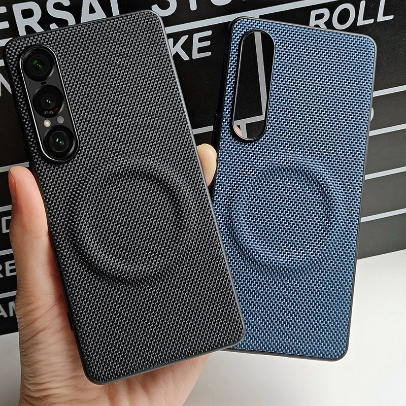 

For Sony Xperia 1 VII Case Magsafe Metal Alloy Camera Protection Independent Buttons Vegan Leather Case Cover