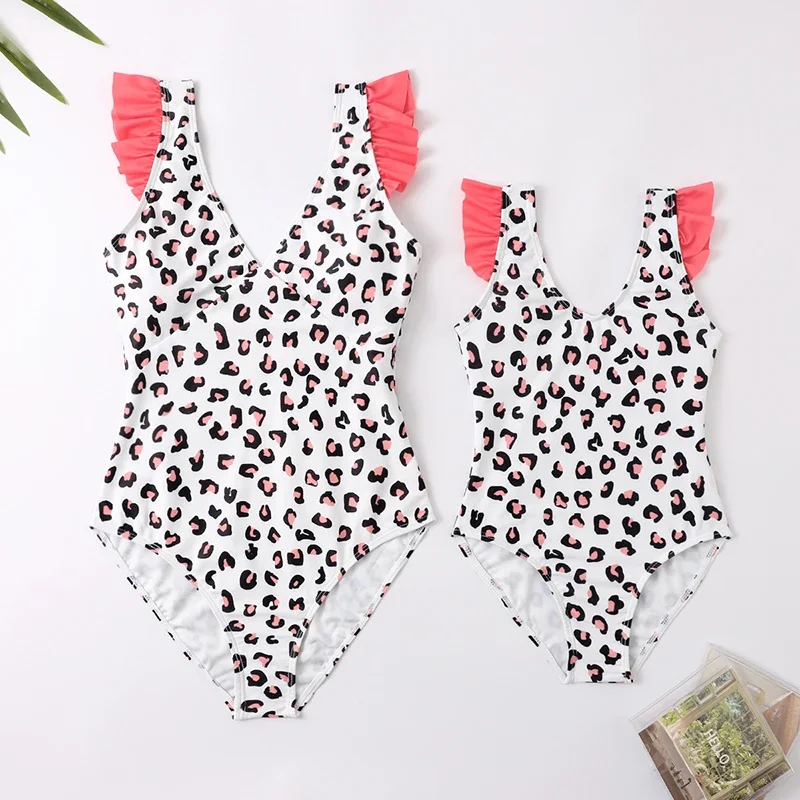 Family Matching Swimsuits Mom and Me One-piece Swimwear Long Sleeve Family Look Holiday Mother Daughter Bikini Swimsuit