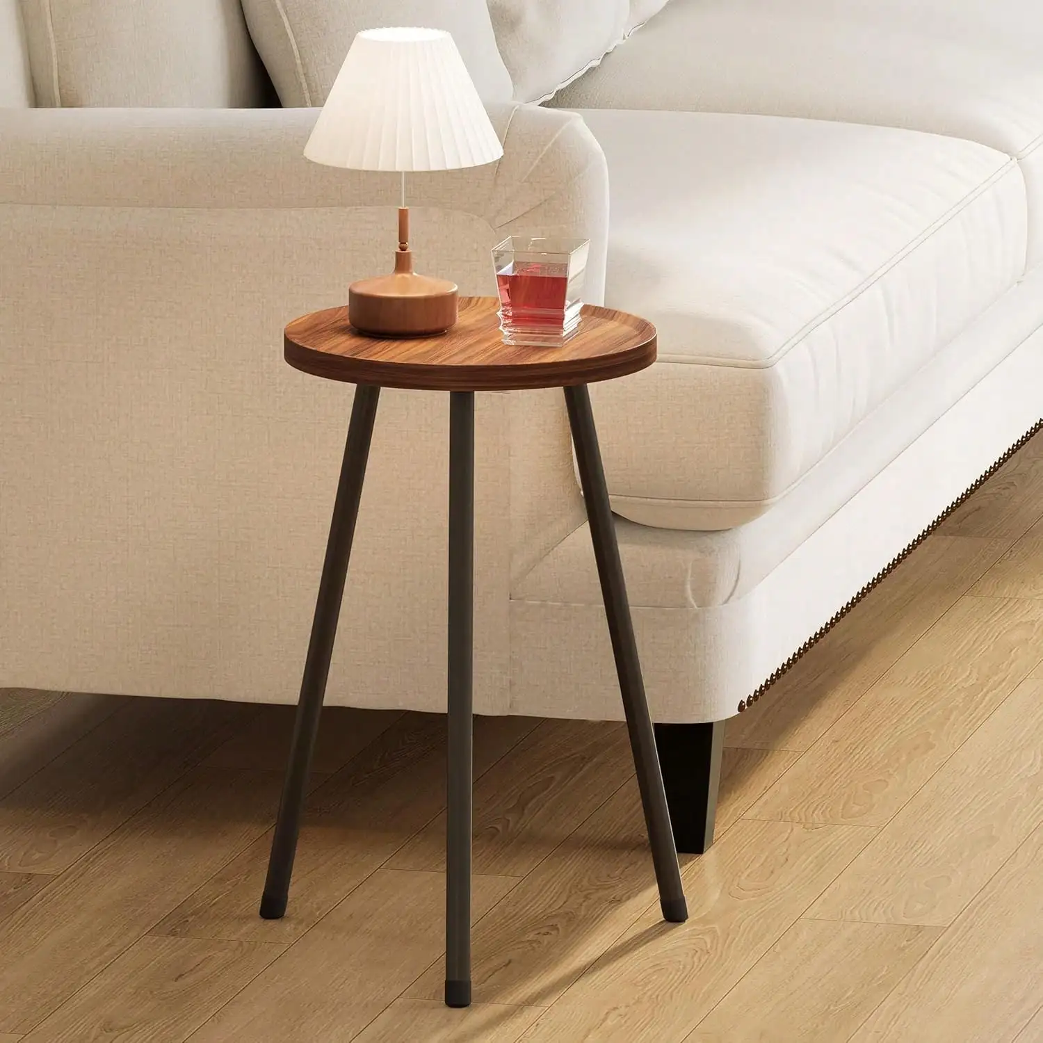 Small Couch Side, Drink, Mini Round End, Coffee , Snack For Small Spaces, Living Room, Bedroom