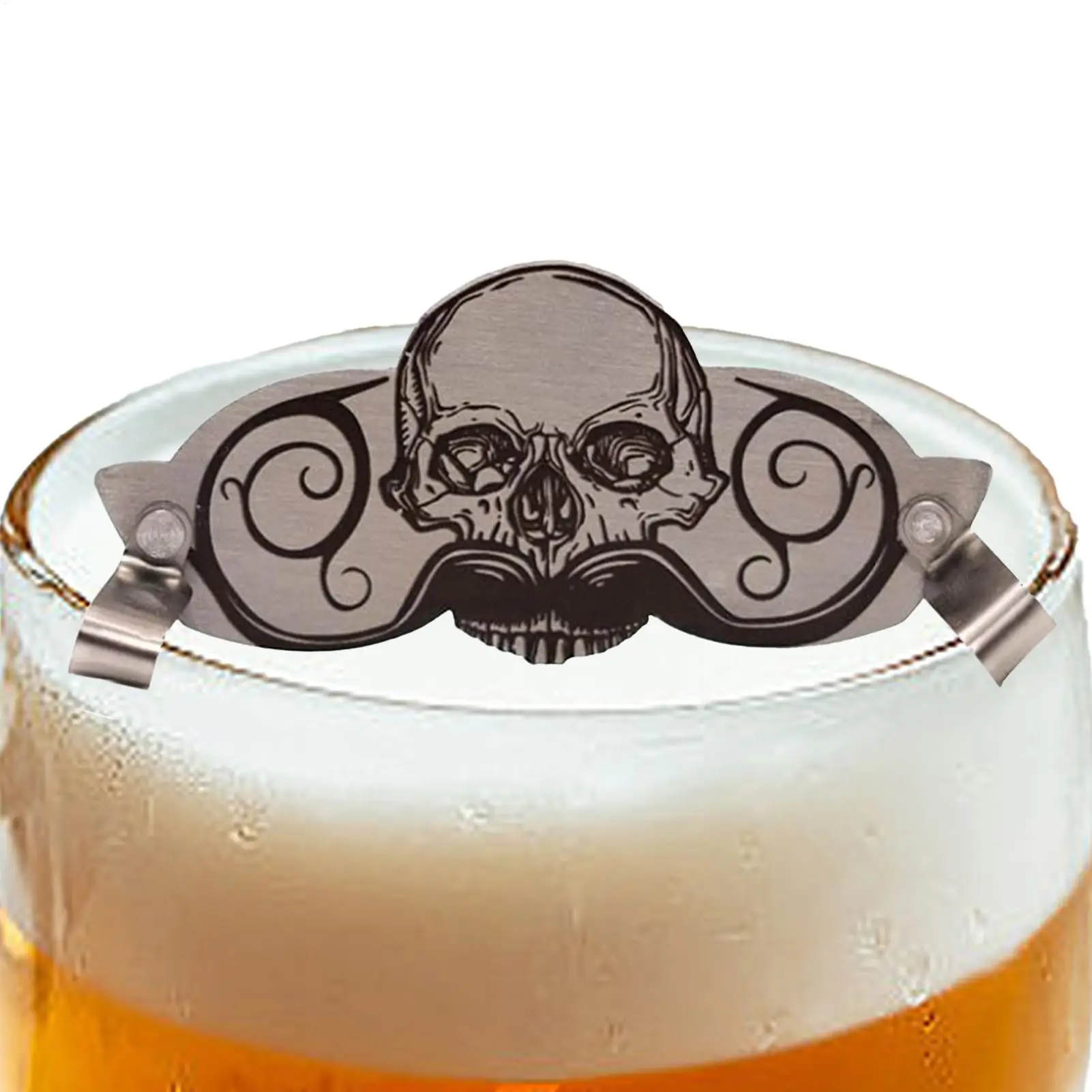 Moustache Guard For Drink Stainless Steel Skull Design Moustache Protector For Cup Decorative Innovative Drinking Supplies