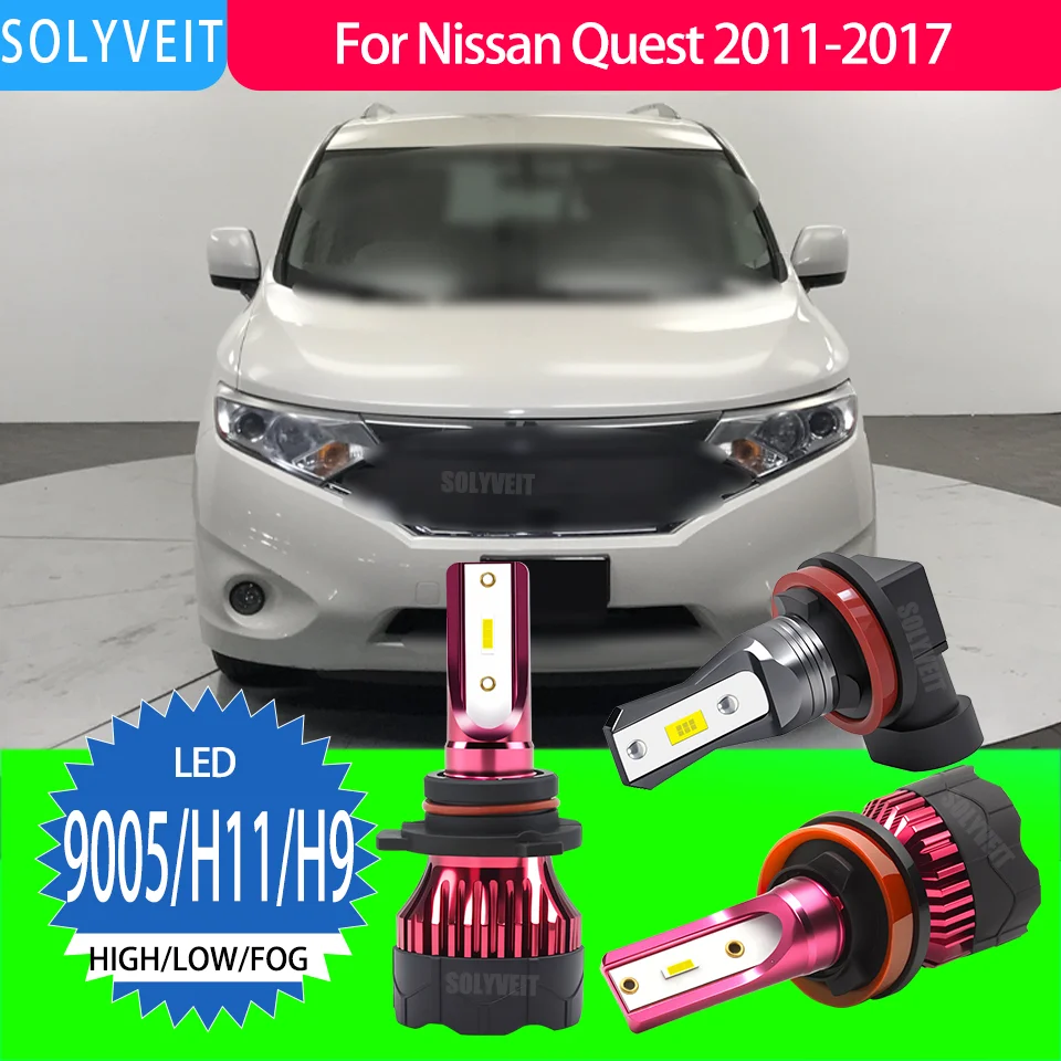 

Led Headlight Bulbs 9005/H11 Hi-Low Beam H9/H8 Foglamp Newest Arrival 6000k For Nissan Quest 2011 2012 2013 2014 2015 2016 2017