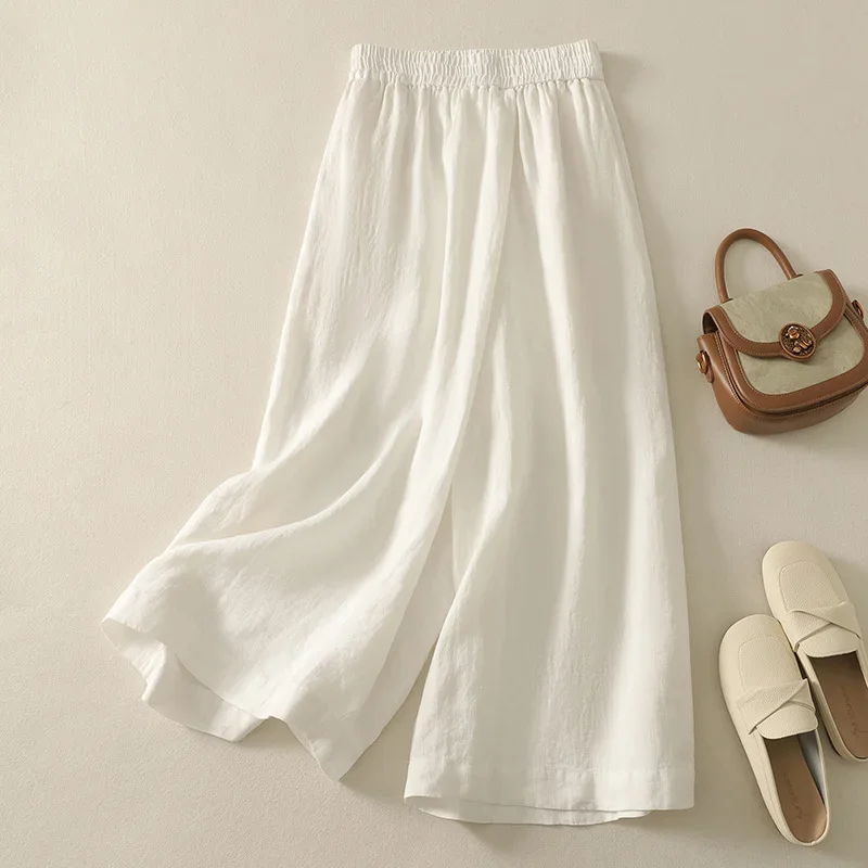 2025 Pantaloni larghi elastici della nuova primavera Donna Pantaloni da donna letterari di moda coreana Abbigliamento femminile solido casual