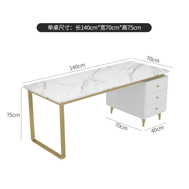 

Modern minimalist marble desk and chair combination bedroom with drawers writing desk