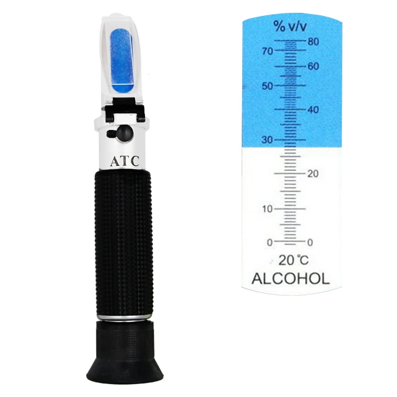 Hand Held 0-80% Baijiu Alcohol Refractometer ATC Liquor Whisky Alcohol Tester Alcohol Content Tester for Liquor Spirits