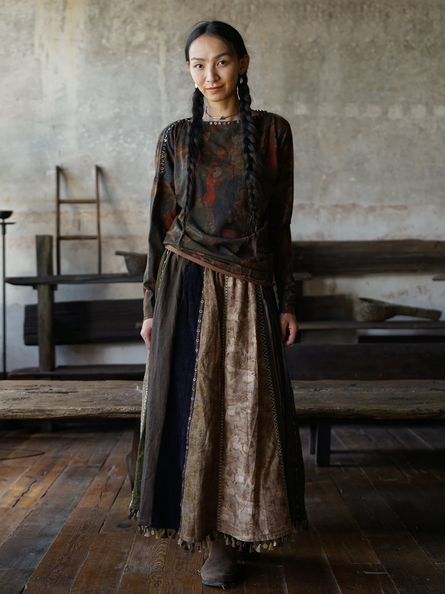 

Осенняя новинка: женская вязаная базовая кофта в этническом стиле с длинным рукавом, из хлопка, теплая, свободного кроя, с принтом, топ-свитшот