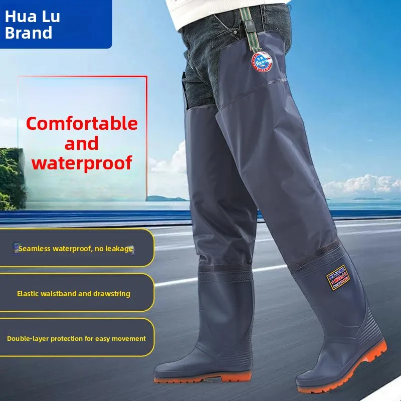 

New Men's Extended Length Water oes High-Cut Wading Pants Fiing Boots Anti-Slip Wear-Resistant Road Slippery Rubber oes...
