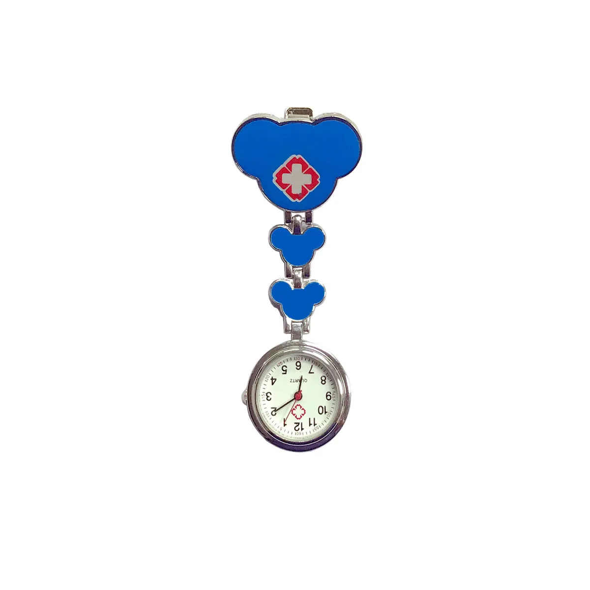 YiJia-reloj de bolsillo médico de cuarzo con dibujos animados de corazón rojo para enfermera, con Clip para colgar en la ropa, 6 colores disponibles