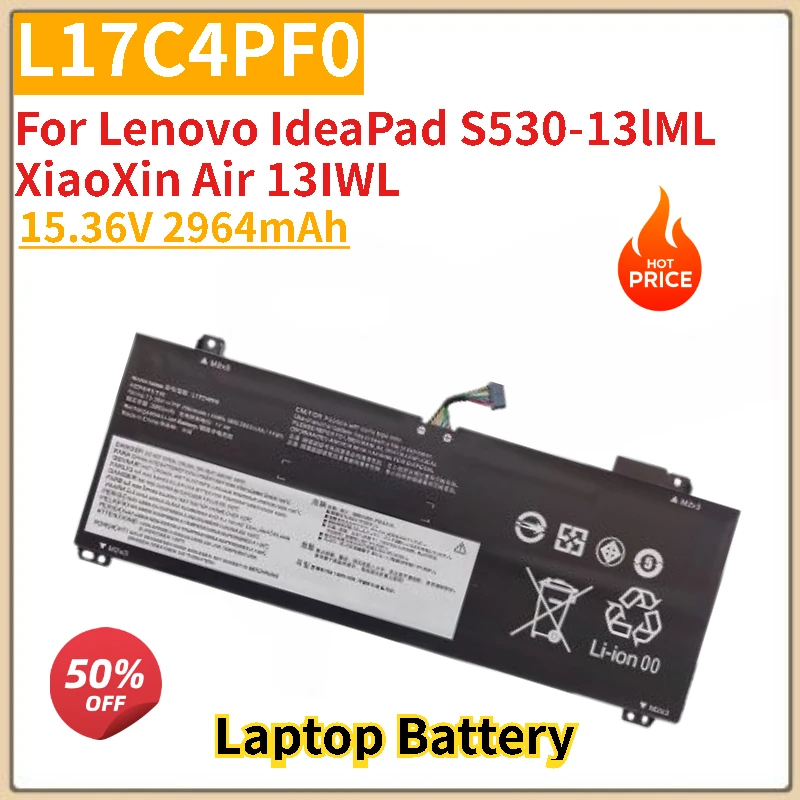 

High Quality 15.36V 2964mAh L17C4PF0 Laptop Battery for Lenovo Xiaoxin Air 13IML IdeaPad S530-13IWL L17M4PF0 Replacement Battery