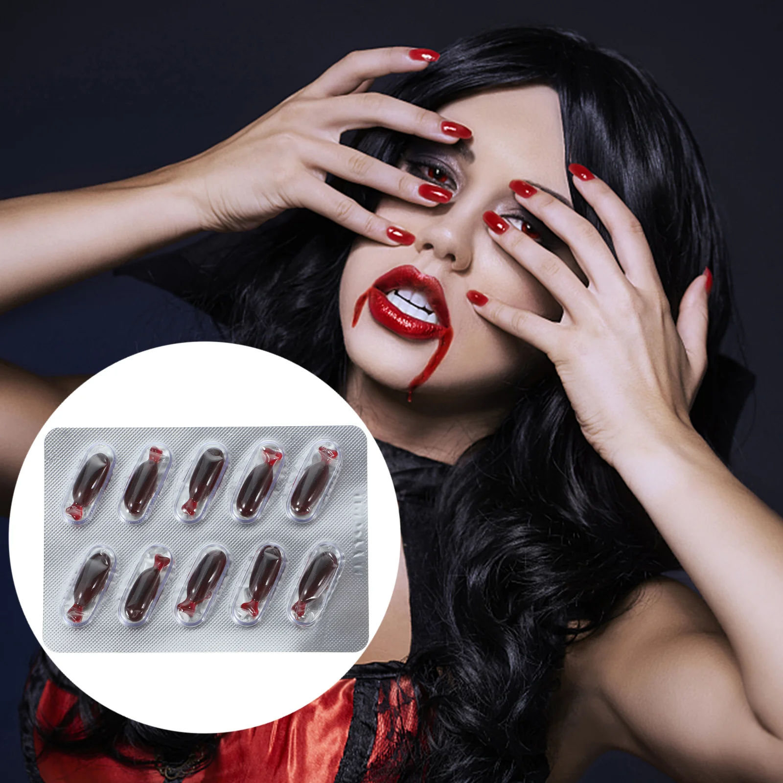 

1 set Realistic Fake Blood Capsules Edible Gelatin Core For Halloween Party Prank Props Special Effects Stage Performance Horror