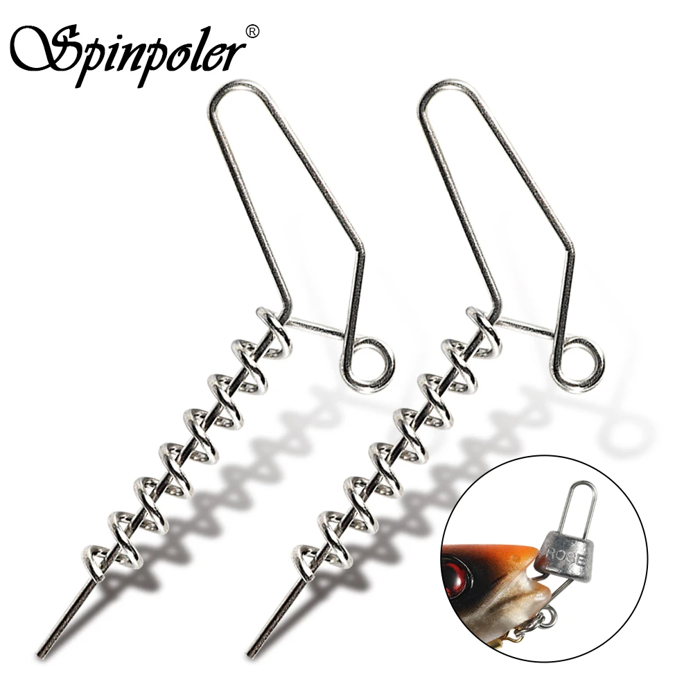 Spinpoler The Shallow Screw Pike System Stainless Steel Curltail Softbait Spiral Spring Twist Lock Centering Pin Fixed Latch