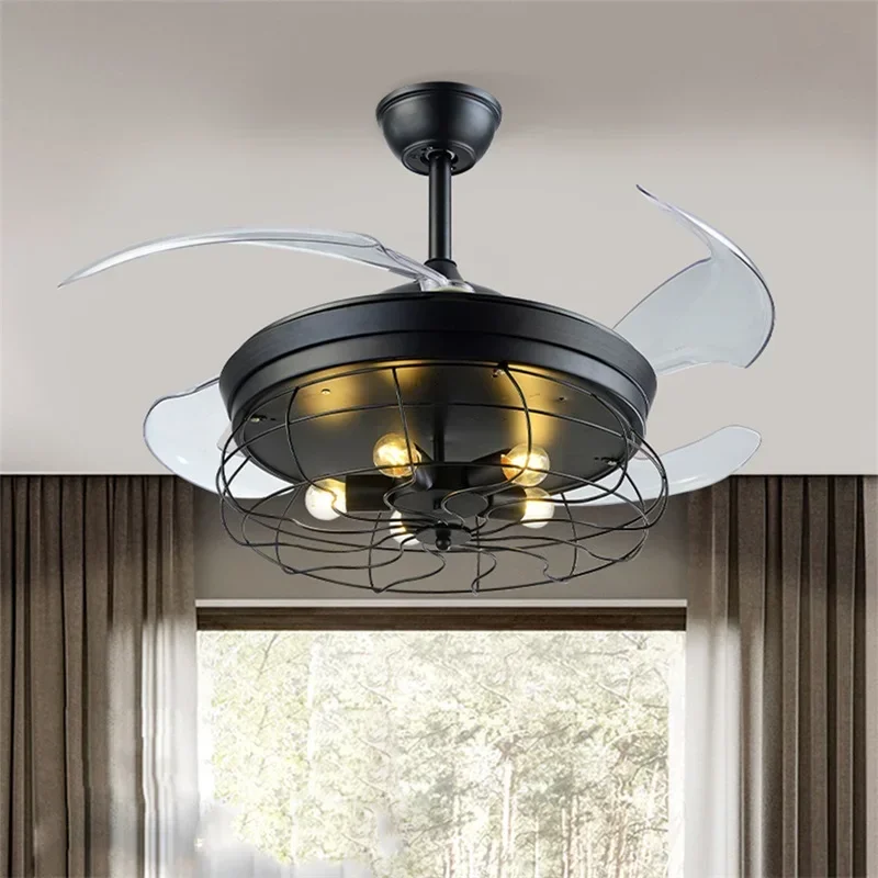 COLIN-Plafonnier LED Contemporain avec Ventilateur, Lame de Ventilateur Invisible, Noir, Maison, Salle à Manger, Chambre, Restaurant, 220V, 110V