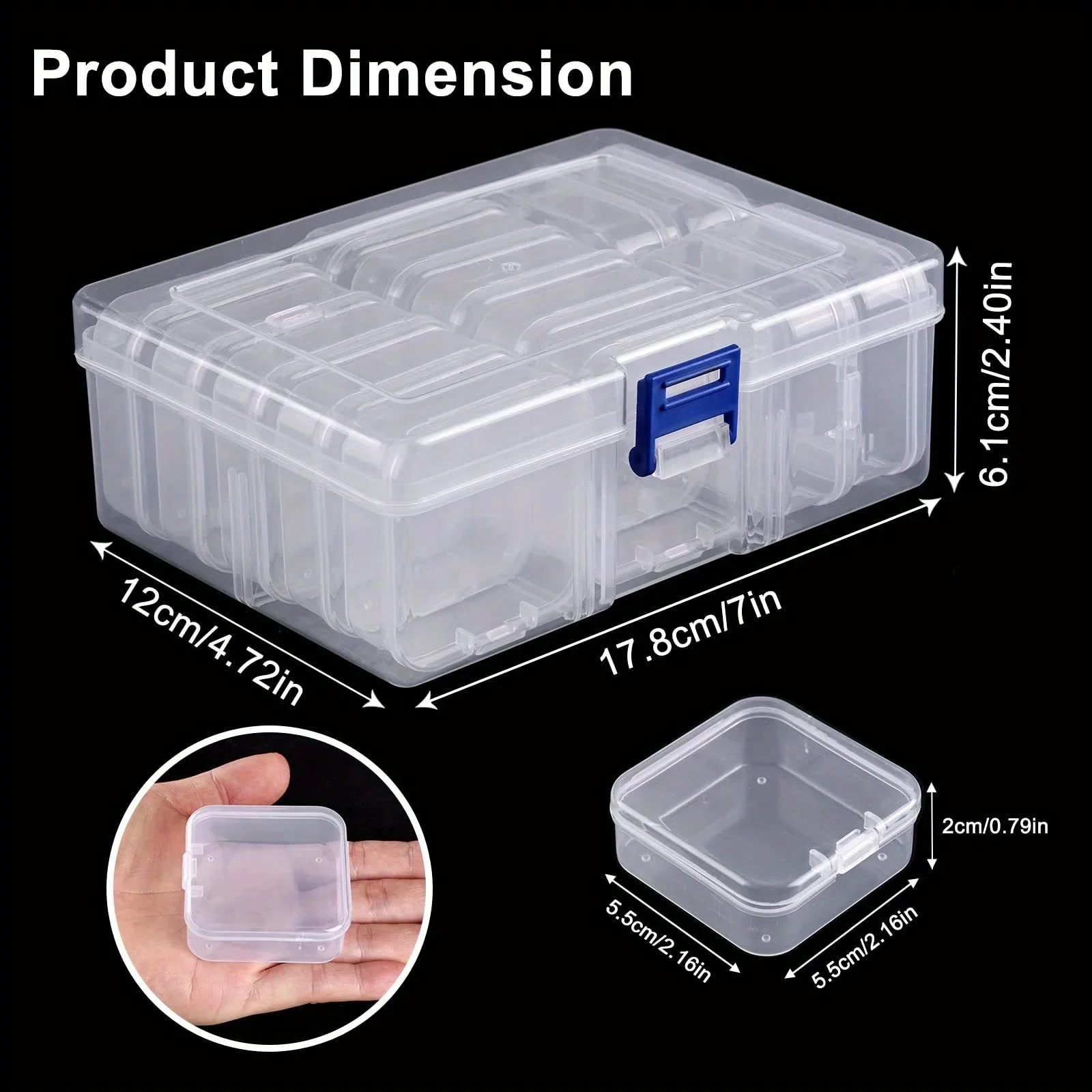 15/20/27Pcs Transparent Plastic Storage Box Multifunctional Storage Box Nail Art Jewelry Rhinestone Mosaic Storage Container