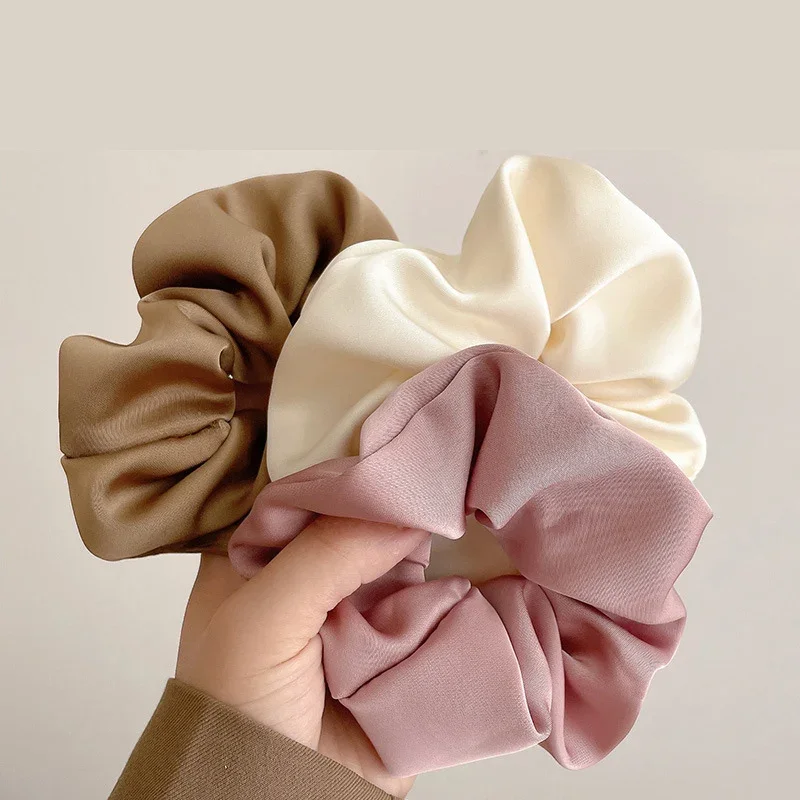 Style français femmes soie Scrunchie haut sens couleur unie bandes de cheveux dames sport danse élastique pour queue de cheval cheveux accessoires cravates