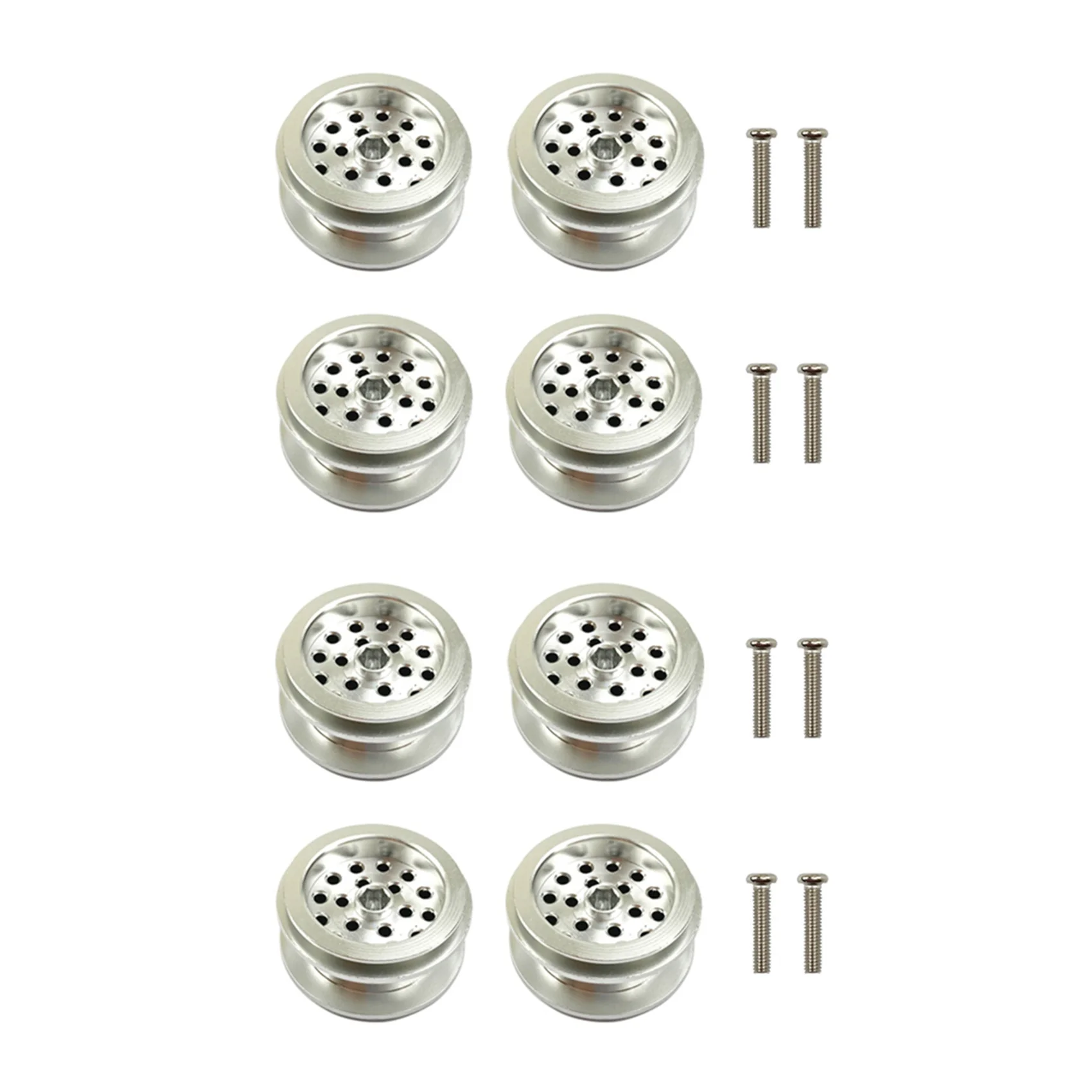 FBIL-8X For WPL D12 B24 B16 B36 C14 C24 MN MN99S Q60 Q65 RC Car Upgrade Parts Metal Wheel Rim Hub Accessories,Silver