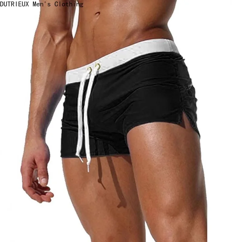 Beach Breathable Quick-drying Pants Boxer Beach Pants, Men's Solid Color Sexy and Fashionable Back Pocket Shorts Swimming Trunks