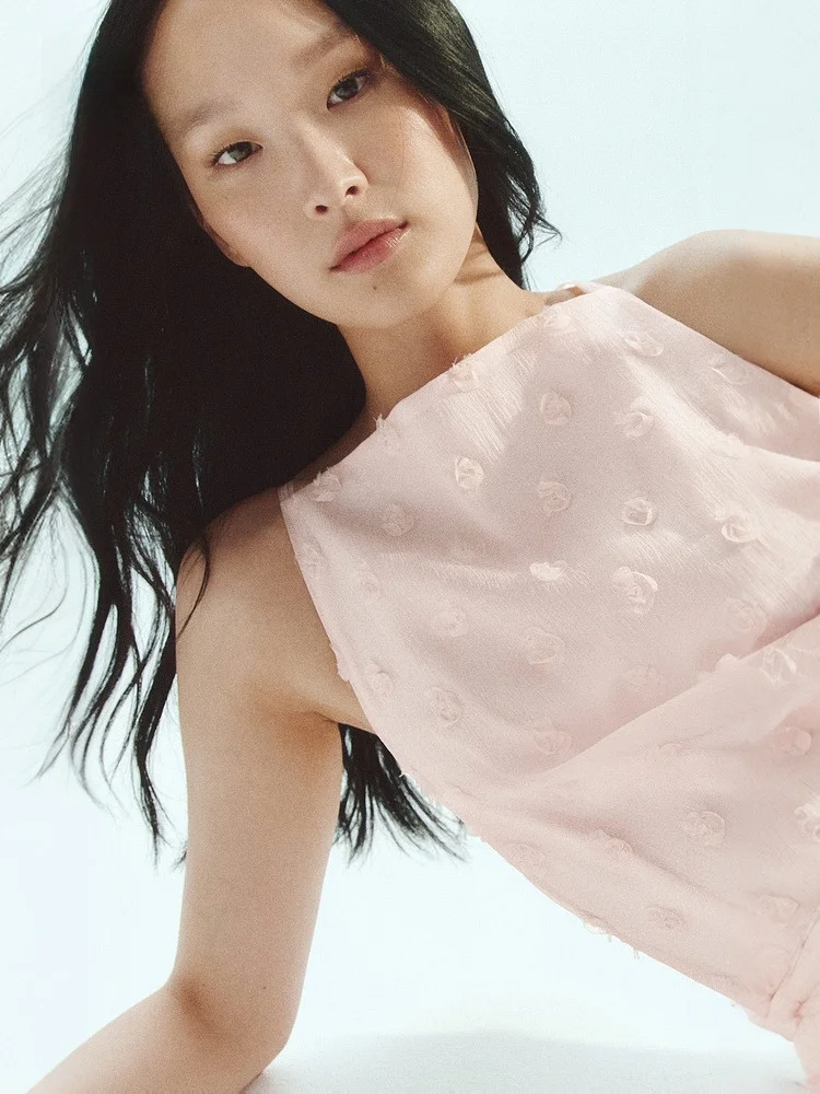 เสื้อกั๊กผู้หญิง H&M รุ่น Dr Spring Commute ลายดอกไม้ ชุดเดรสแบบชิ้นเดียว Dr Svel ผ้าโพลีเอสเตอร์ สไตล์ลำลอง คอเหลี่ยม กระโปรง