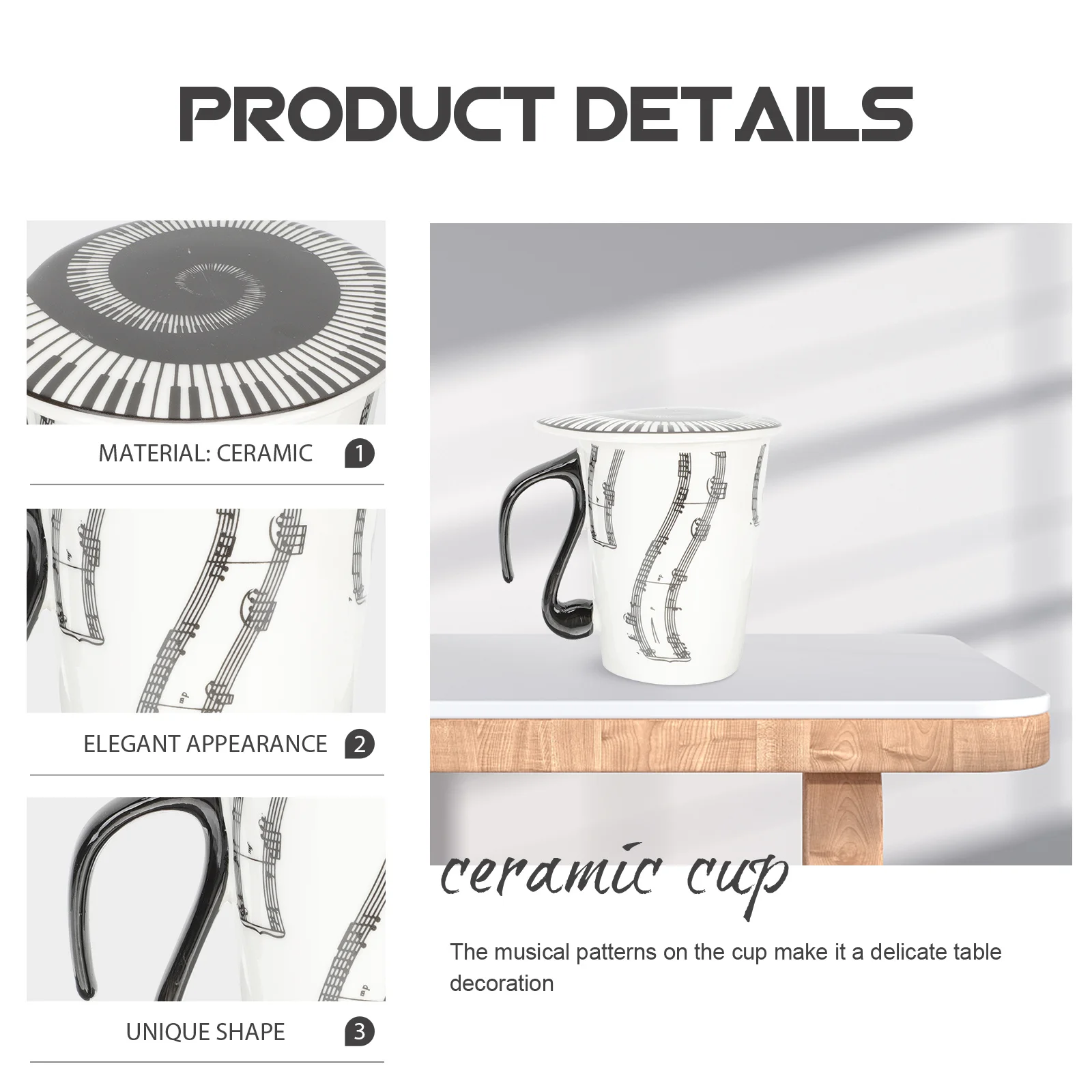 

Music Design Ceramic Cup Milk Mug Coffee Water Drinking Cup for Home Office Decorative Use Coffee Cups Ceramic