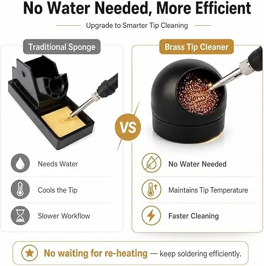Soldering Iron Tip Cleaner Copper Wire Cleaning Ball with Holder Sponge Anti-Oxidation No Water Durable Welding Repair Tool