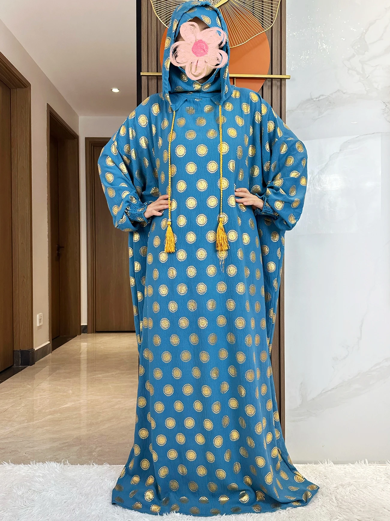 2024 New Muslim Confortable Cotton Abaya For Women Ramadan Prayer Dubai Turkey Middle East Femme Robe Floral Loose African Dress