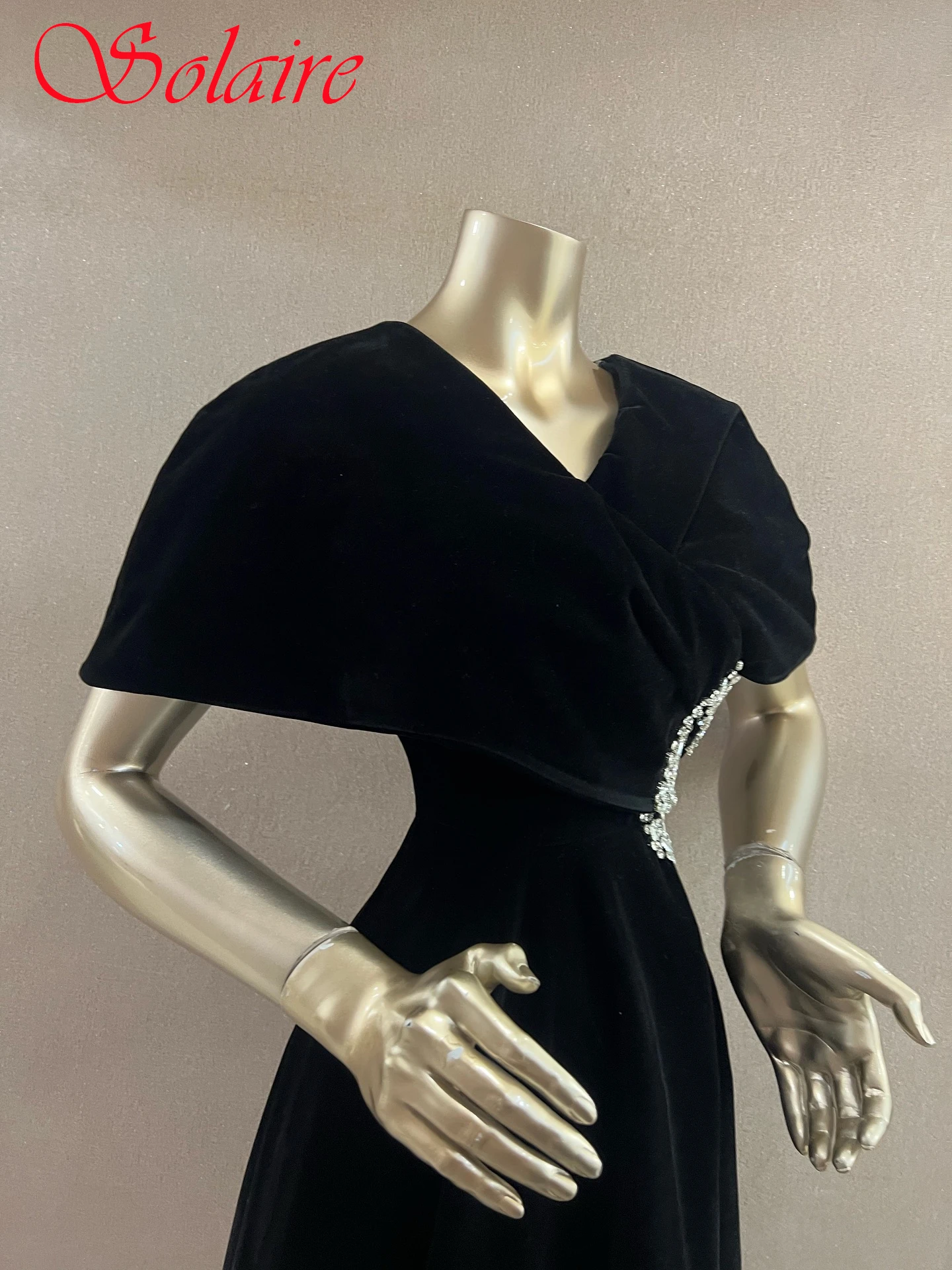 فستان سهرة رسمي كلاسيكي مخصص على شكل حرف a وأكمام قصيرة ورقبة على شكل حرف v مناسبة مخصصة رقيقة فستان أنيق للحفلات #5