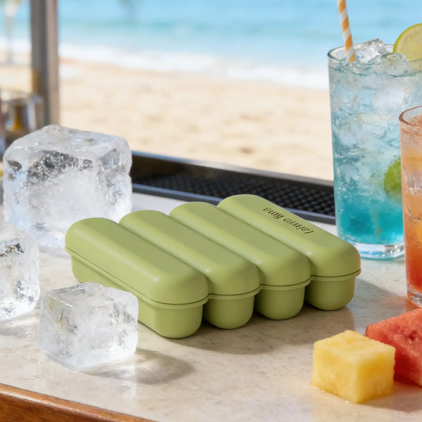 Rectangle Silicone Ice Tray Kitchen Ice Maker Mold for Whisky Cocktail Juice Drinks Home Party Pool Family Daily Use