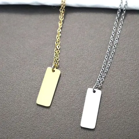 여성용 심플 스테인레스 스틸 솔리드 직사각형 기하학적 목걸이, 패션 쥬얼리 액세서리, 8x22mm, 10 개