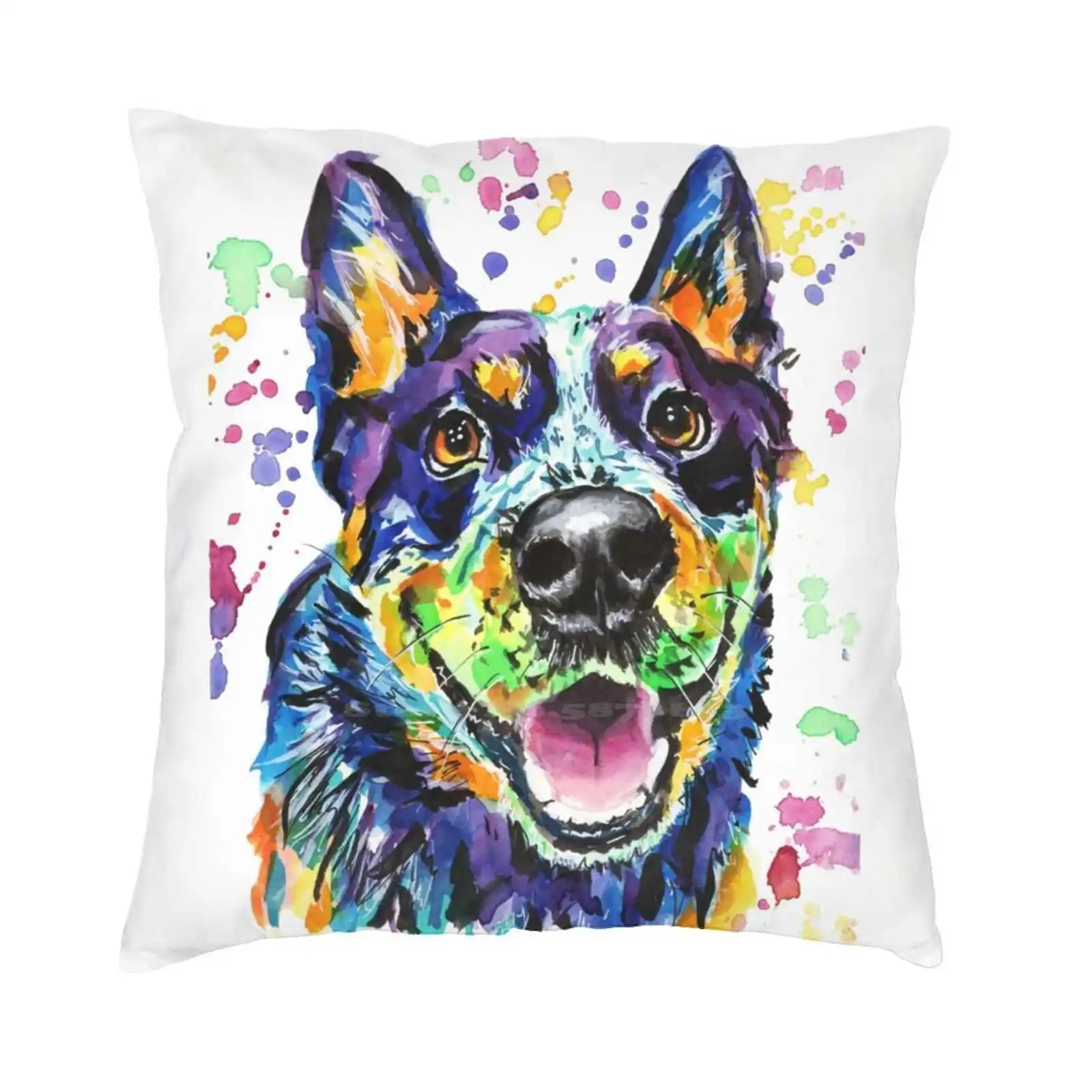 

Футболка с акварелью Blue Heeler, хлопковая футболка, австралийская собака крупного рогатого скота, синий Heeler, акварельная собака