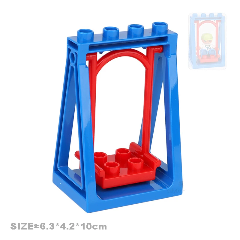 Big Building Blocks Parts Pipeline Playground Slide Ladder Swing Spin Gear Compatible Duploes Assemble Bricks Toys for Children