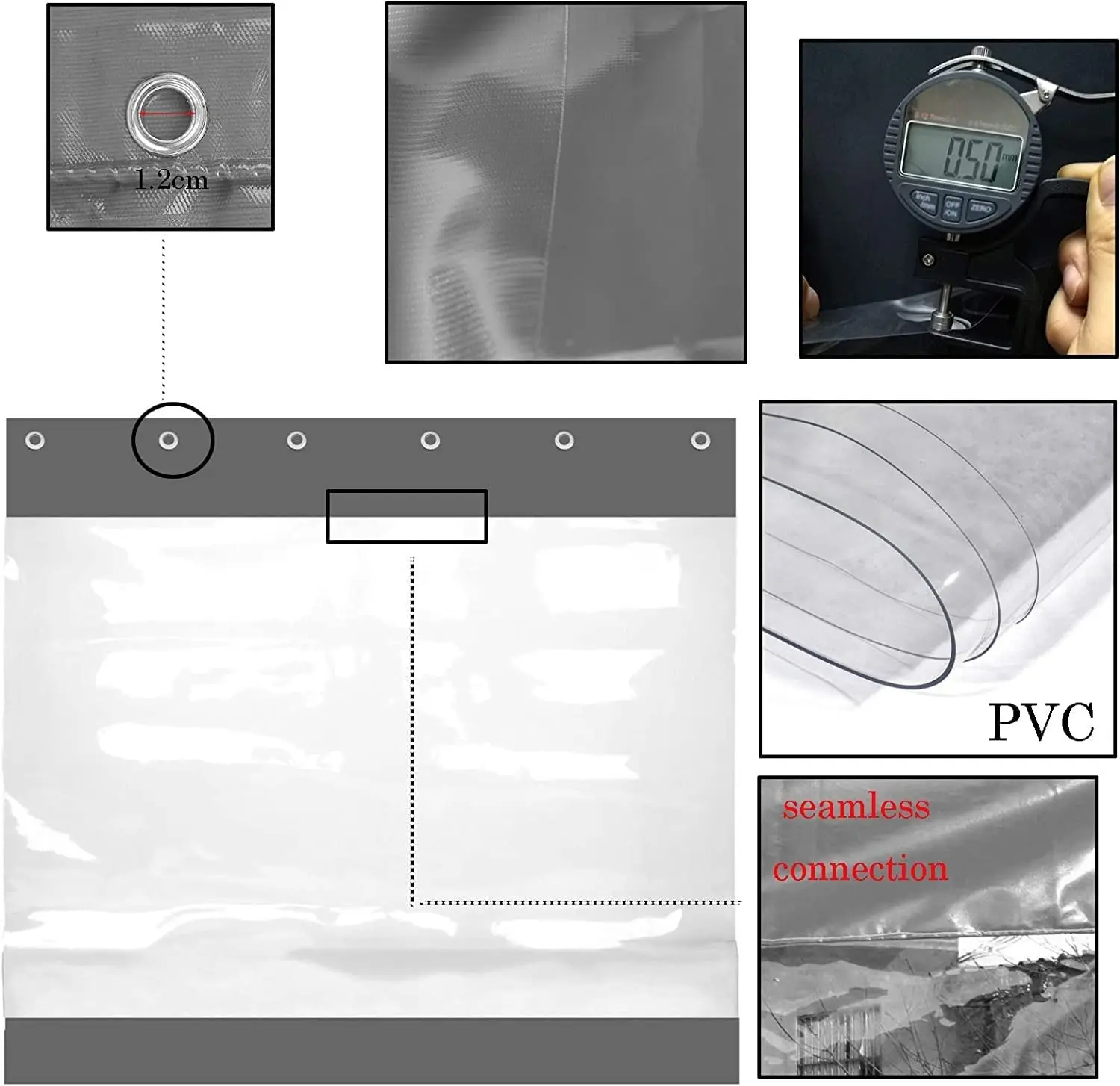 MXL&LJB Outdoor Waterproof Curtain Transparent PVC 0,5mm Windproof Rainproof Terrace Waterproof Tarp Used for Pavilion