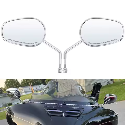 For Harley Touring Road King Road Glide Sportster 883 1200 Dyna Heritage Softail FXDB Motorcycle Chrome 8MM Rear View Mirrors