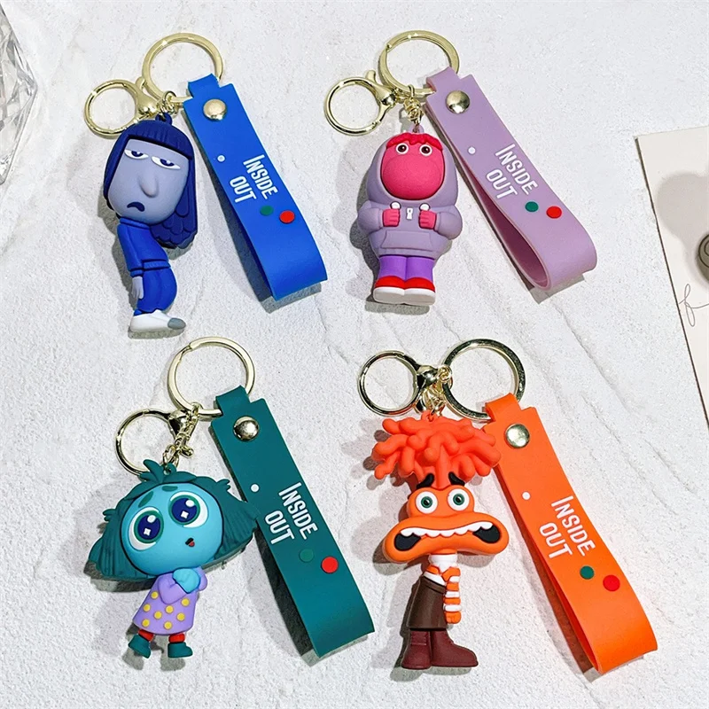 Inside Out2 Disney Cartoon Movie Figures Keychain Pendant for Card Backpack Bag Keyring Accessories Toys Children Birthday Gifts