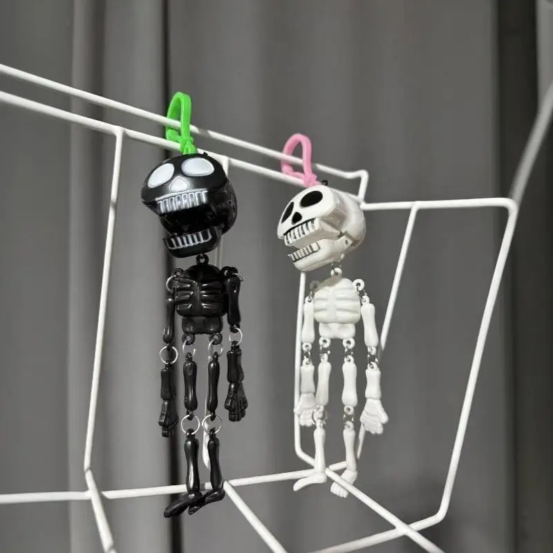 Skelett-Schlüsselanhänger mit Zugschnur, lustiger Neuartiger Plastik-Taschenanhänger, langlebiger Rucksack-Anhänger für Halloween-Party-Geschenke – Detail 11