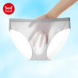 MiiOW 3Pcs Ice Silk Sexy Men's Briefs Underpants Breathable Man Underwear Briefs Transparent Thin Briefs Men MR8058