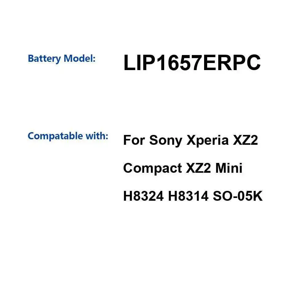 

Высокая совместимость 2870 мАч безопасный LIP1657ERPC для Sony Xperia XZ2 Compact Mini H8324 H8314 SO-05K аккумулятор для мобильного телефона