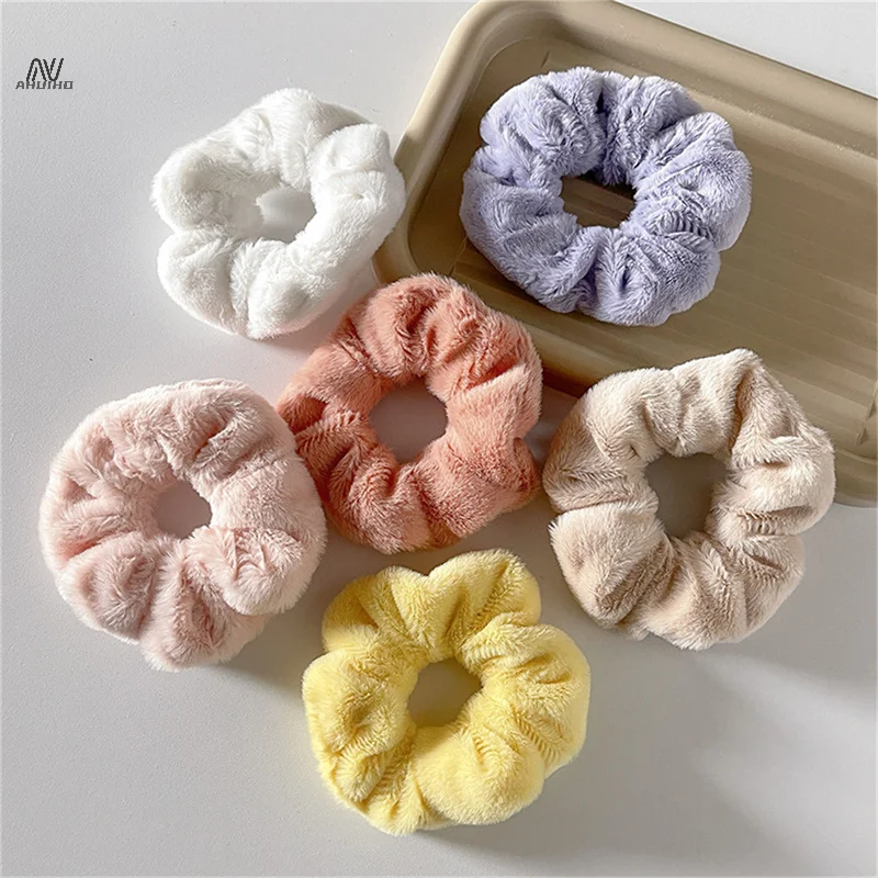 Winter Warm Soft Hair Scrunchies for Women Girls Cute Plush Elastic Hair Band Multicolor Rubber Band Hair Loop Hair Accessories