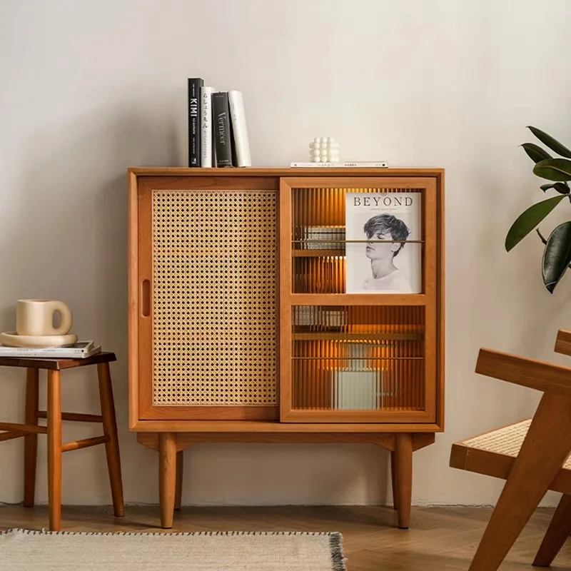 Dinner Side Cabinet, Japanese Style Living Room Display Cabinet, Magazine Bucket Cabinet, Door Type Storage Cabinet