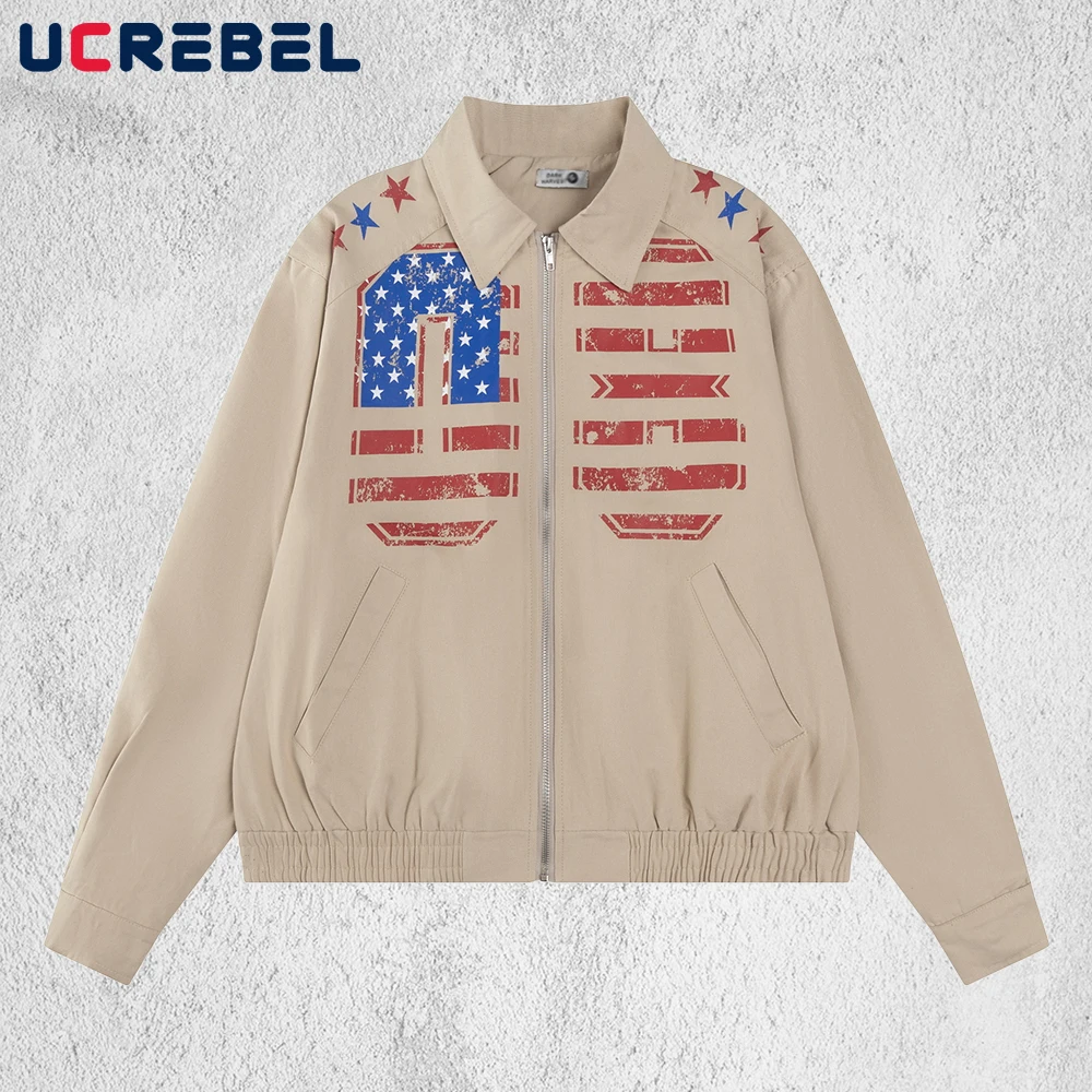 المتعثرة طباعة البضائع سترة رجالي ريترو شارع العليا الخريف فضفاضة طويلة الأكمام التلبيب ملابس خارجية رجل